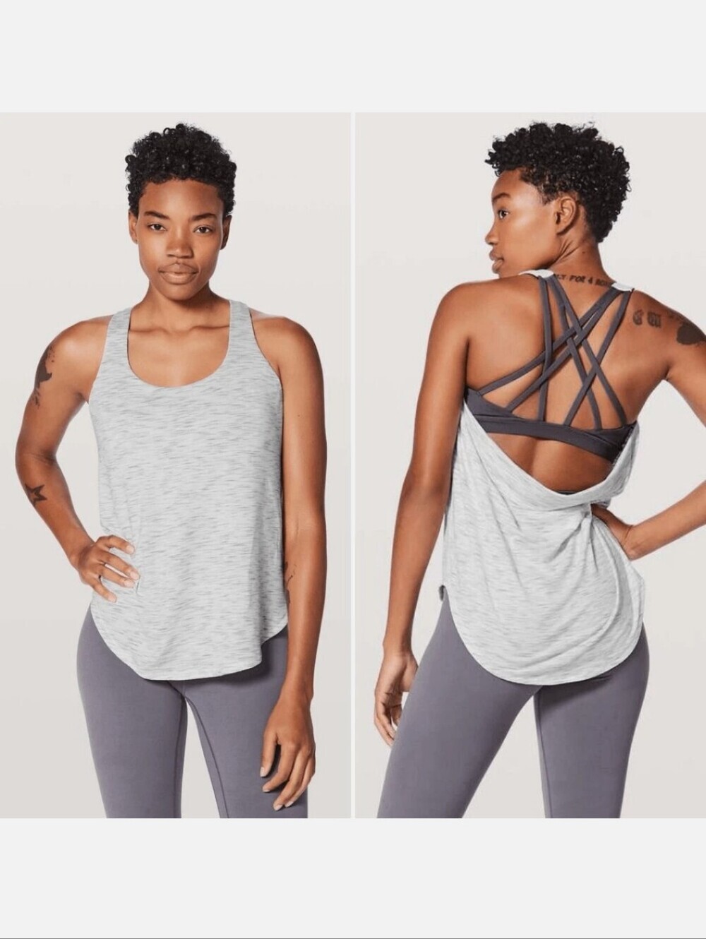 Lululemon Free To Be Serene Tank Size 10 Tiger Space Dye Black White / Deep Coal - Picture 7 of 7
